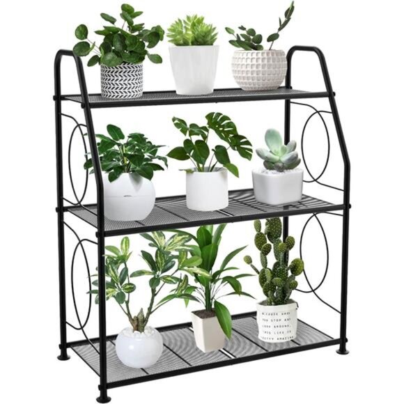 Plant Stand,3 Tier Plant Shelf for Indoor Outdoor,Heavy Duty Metal Outdoor Stand - Picture 1 of 7